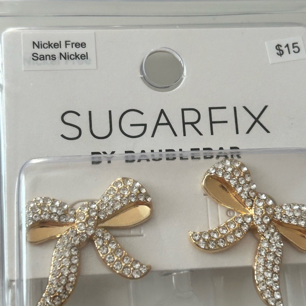 4/$5 Sugarfix by Baublebar Gold Bow Earrings NWT - Picture 3 of 8